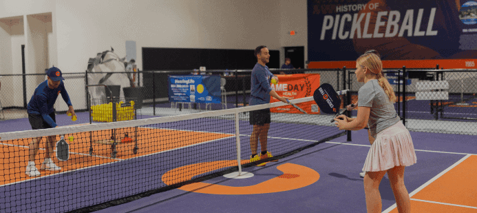 A pickleball lesson at Crush Yard